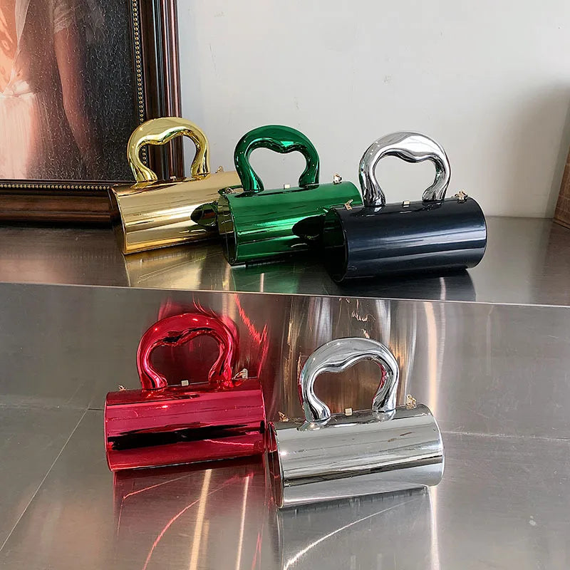 Women's Handbag Bags For Women 2025 Party Clutches Fashion Cylinder Mini Evening Purse Crossbody Shoulder Bag Gold Box Clutch
