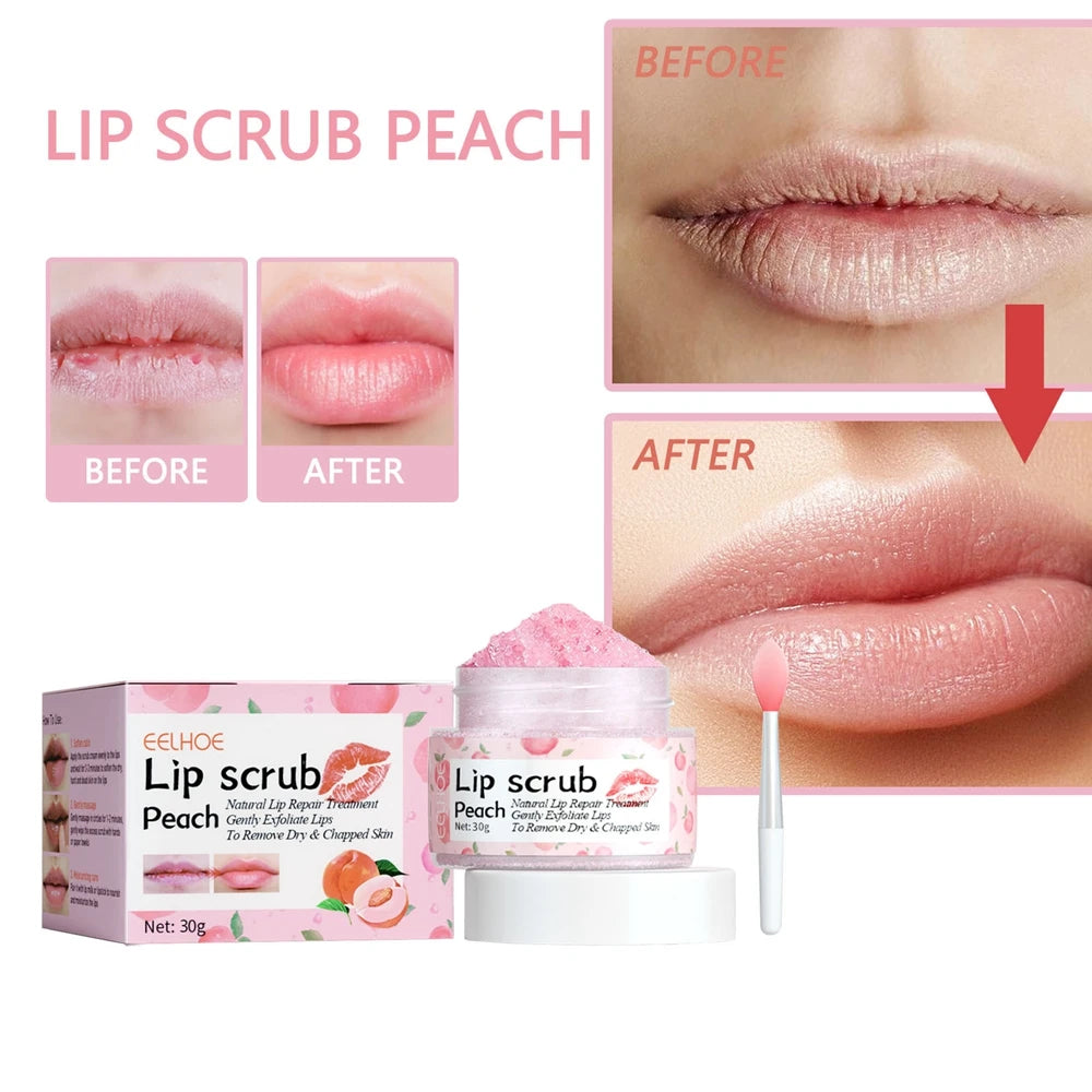 Peach Lip Scrub Exfoliating Lightening Fade Lip Lines Anti Dryness Removing Dead Skin Moisturizing Care Makeup Lip care