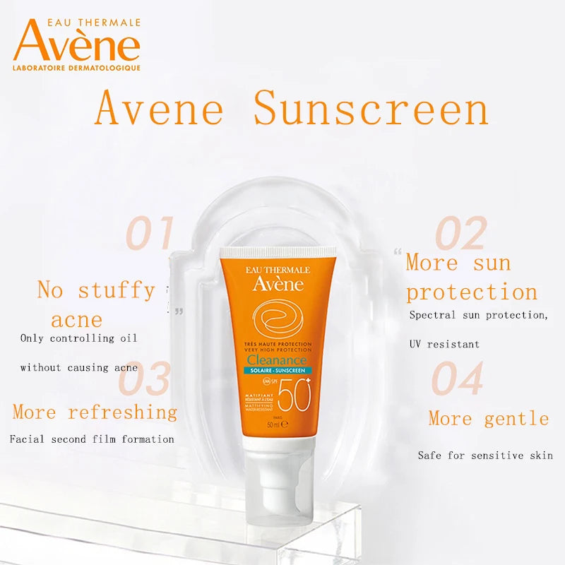 Original 50ml Avene Face Suncreen Refreshing Double Care Oil and Acne Control Sunscreen 50ml SPF50+PA++ for Oil Acne Skin