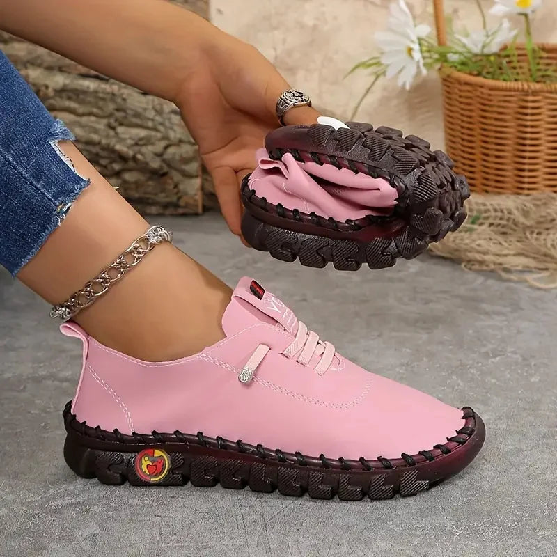 Sneakers Women Shoes Flat Loafers Leather Mom Shoes for Women Comfortable Slip on Soft Casual Platform Shoes Zapatos De Mujer