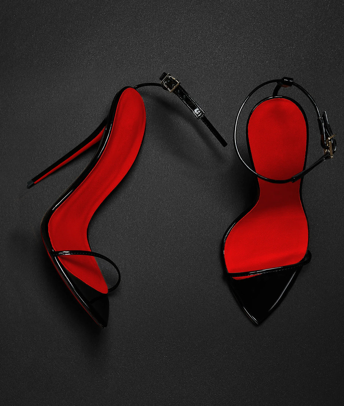 European Station High Heels Sandals 12cm Pointed Toe Buckle Strap Thin Heel Sexy Fashion Shoes Red Sole Size 33-46