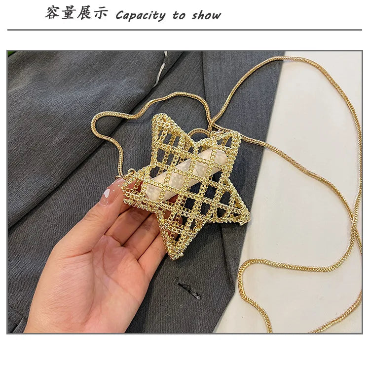 Fashion Metal Mouth Red Bag for Women High Quality Gold Shoulder Bags Designer Hollow Out Crossbody Bag Cute Dinner Bag Handbags
