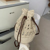 Handmade Women's Summer Straw Beach Shoulder Bag Woven Hollow Drawstring Shoulder Bags Knitted Fashion Female Design Travel Tote