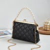 New Fashion Versatile Lingge Embroidery Clip Chain Strap Crossbody Mobile Phone Bag Pearl Handheld Women's Bag