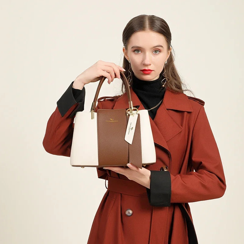 Women Luxury Top-Handle Bags 3 layer Design Fashion Print Handbag High Quality Leather Shoulder Bag Large Capacity Women Handbag