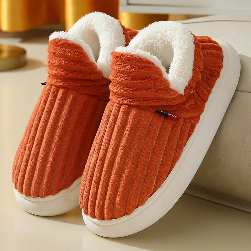 Bebealy New Fur Man Slippers For Women Winter Fluffy Plush Home Cotton Slippers Female Indoor Outdoor Fuzzy Cozy Cotton Shoes
