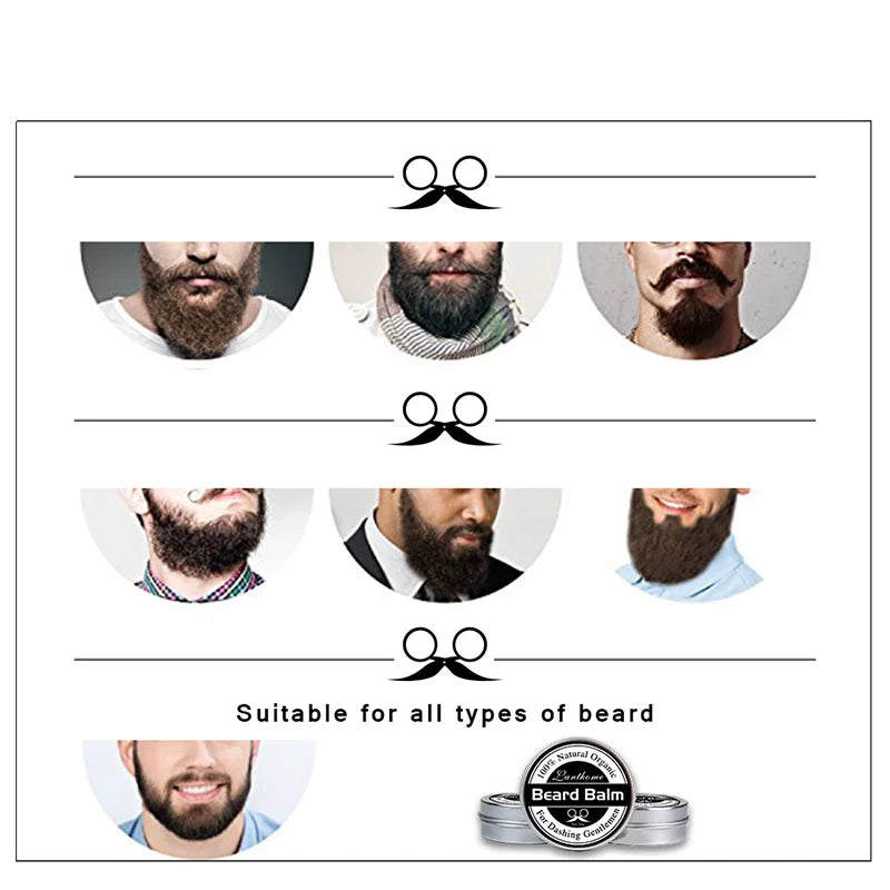 Men Natural Beard Oil Balm Moustache Wax for Styling Beeswax Moisturizing Smoothing Gentlemen Care Beard Styling Care