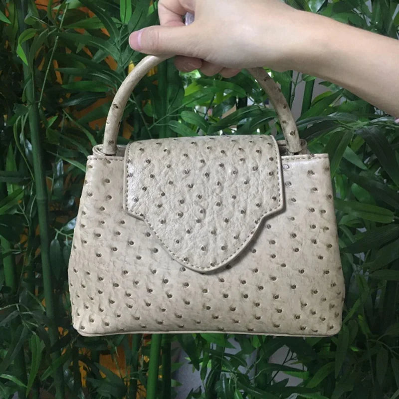 2023 Fashion New Snake Handbag Luxury Brand Design Women Loved Shoulder Tote Bag Ostrich Leather Pouch