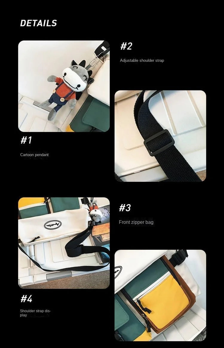 Nylon Crossbody Bags for Women Men Fashion Canvas Handbags Shoulder Bag Students School Book Messenger Bag with Mutiple Pockets