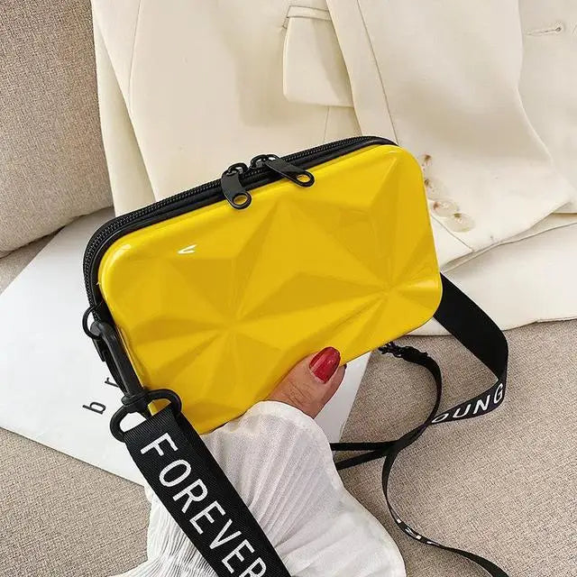 Women PVC Cosmetic Pouch Travel Suitcases Bag Shaped Wallet Handbag Makeup Storage Organizer Pouch Suitcase Shoulder Bag Clutch