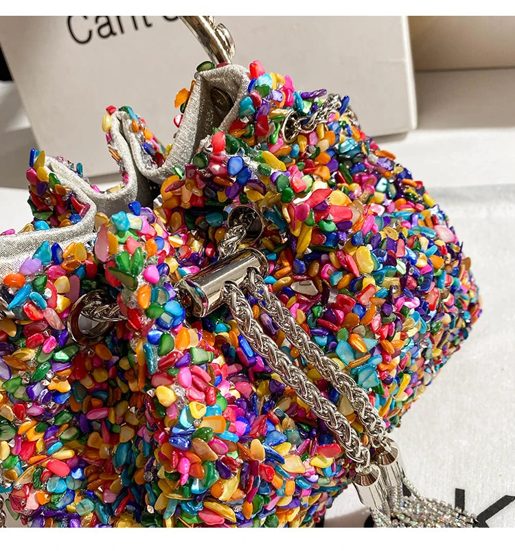 Luxury Designer Colorful Stones Evening Clutch Bag Wedding