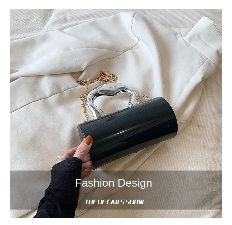 Women's Handbag Bags For Women 2025 Party Clutches Fashion Cylinder Mini Evening Purse Crossbody Shoulder Bag Gold Box Clutch
