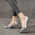 Fashion Simple Slim Heels With Bright Surface Patent Leather Shallow Mouth Pointed Head Slim Women's Heels