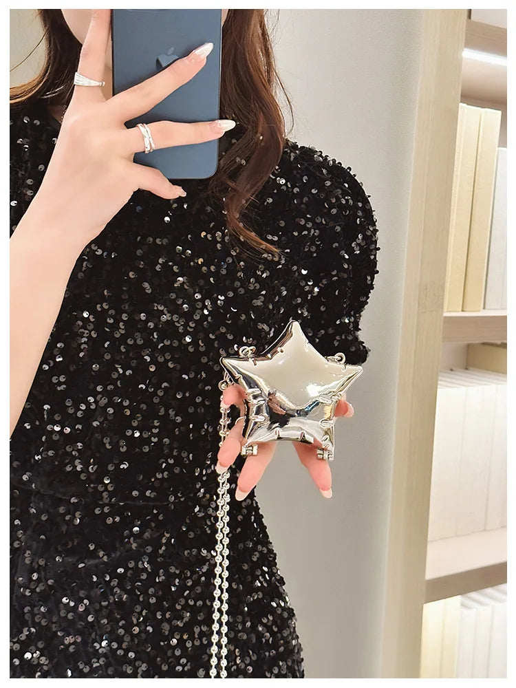 Fashion Metal Mouth Red Bag for Women High Quality Gold Shoulder Bags Designer Hollow Out Crossbody Bag Cute Dinner Bag Handbags