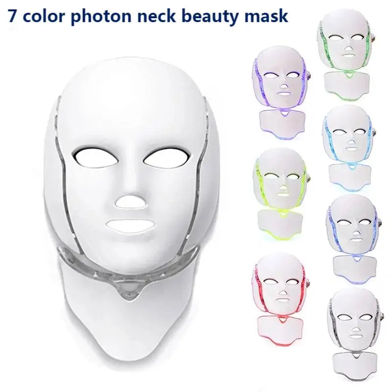 7 couleurs LED Face mask with neck phototherapy, anti-pimples, Facial pull firming