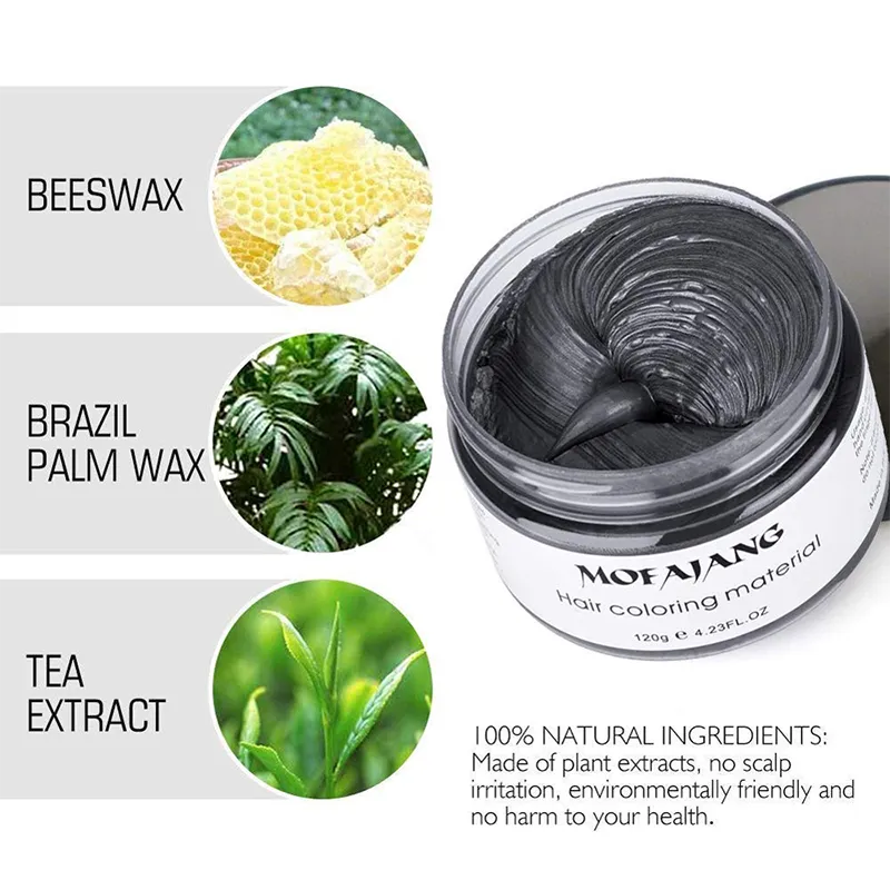 Mofajang Color Hair Wax Styling Pomade Silver Grandma Grey Disposable Natural Hair Strong Gel Cream Hair Dye for Women Men