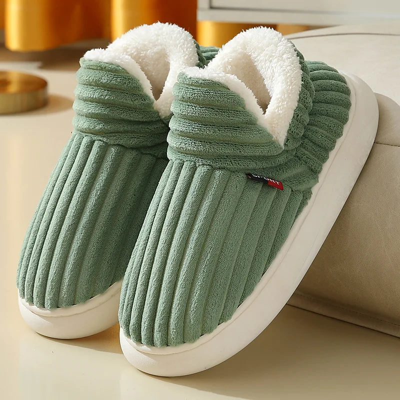 Bebealy New Fur Man Slippers For Women Winter Fluffy Plush Home Cotton Slippers Female Indoor Outdoor Fuzzy Cozy Cotton Shoes