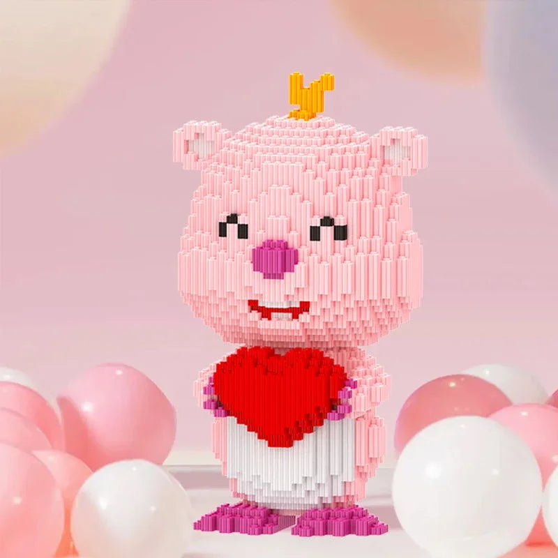 32cm Cute Cartoon Pink Little Beaver Loopy Delicacy Puzzle Three-dimensional Assembly Building Blocks Toy Doll Children's Gift