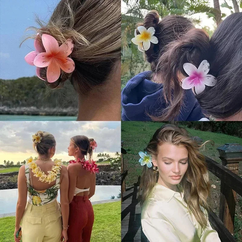 Summer Cute Gradient Flower Acrylic Hairpin Women's Sweet Ponytail Hairpin Shark Hairpin Hair Accessories