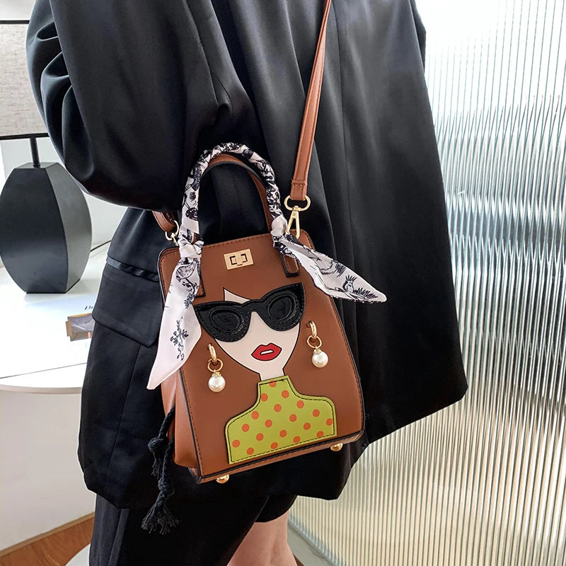 2023 Luxury Brand Hand Bags for Women High Quality PU Shoulder Bag Fashion Glasses Beauty Crossbody Bag Cute Purses and Handbags