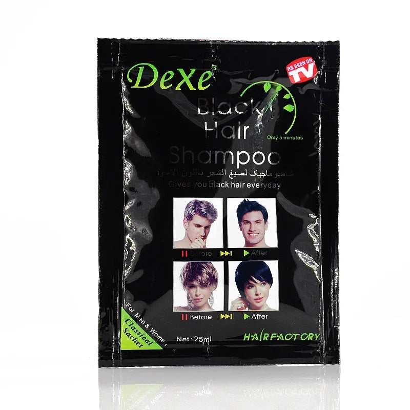 5pcs Dexe Fast Black Hair Shampoo Only 5 Minutes White Become Black Hair Color 2 Pcs/lot Grey Hair Removal for Men and Women