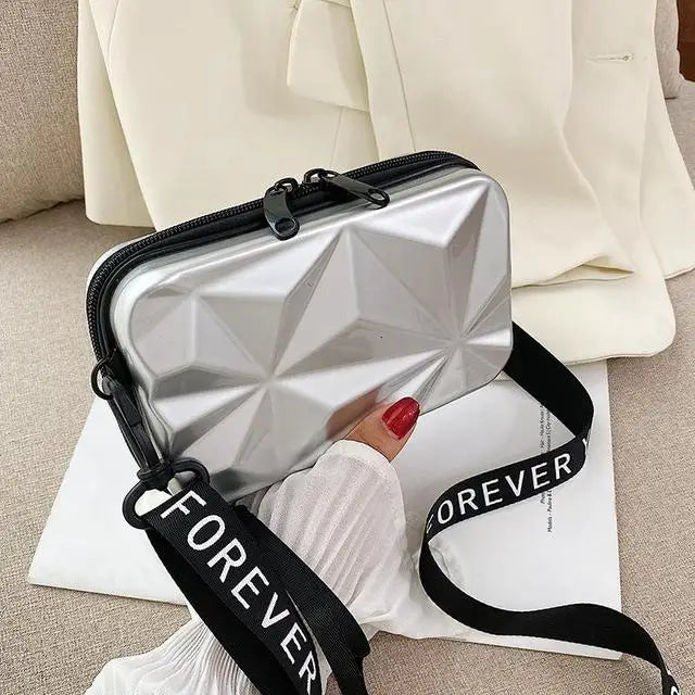Women PVC Cosmetic Pouch Travel Suitcases Bag Shaped Wallet Handbag Makeup Storage Organizer Pouch Suitcase Shoulder Bag Clutch