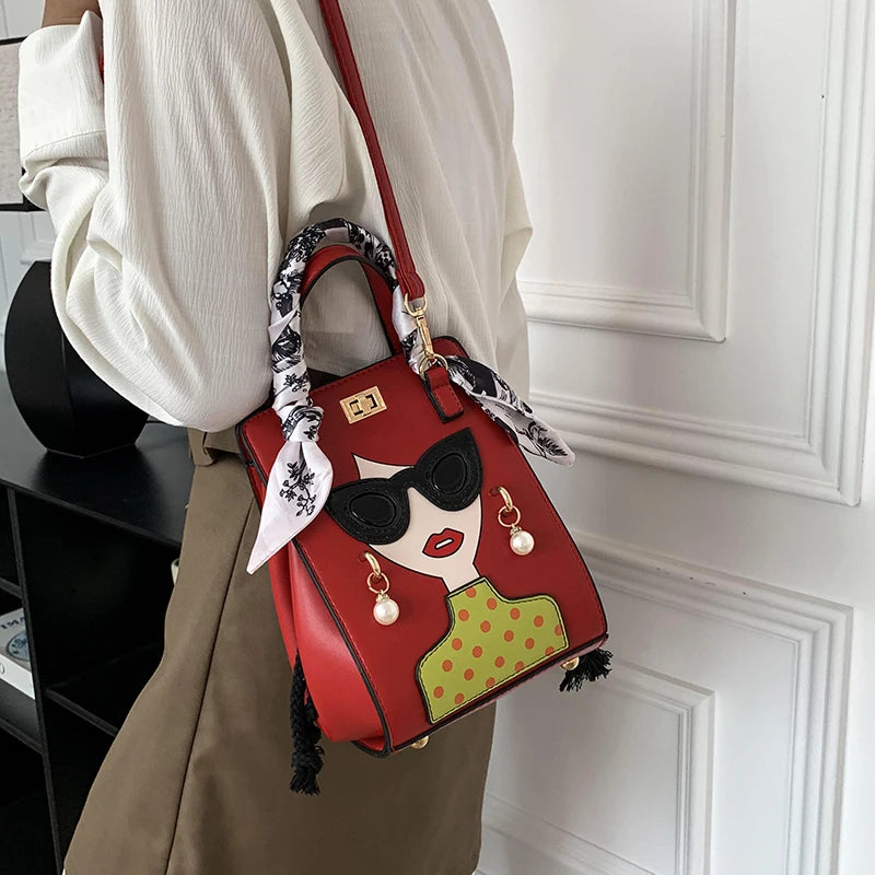 2023 Luxury Brand Hand Bags for Women High Quality PU Shoulder Bag Fashion Glasses Beauty Crossbody Bag Cute Purses and Handbags