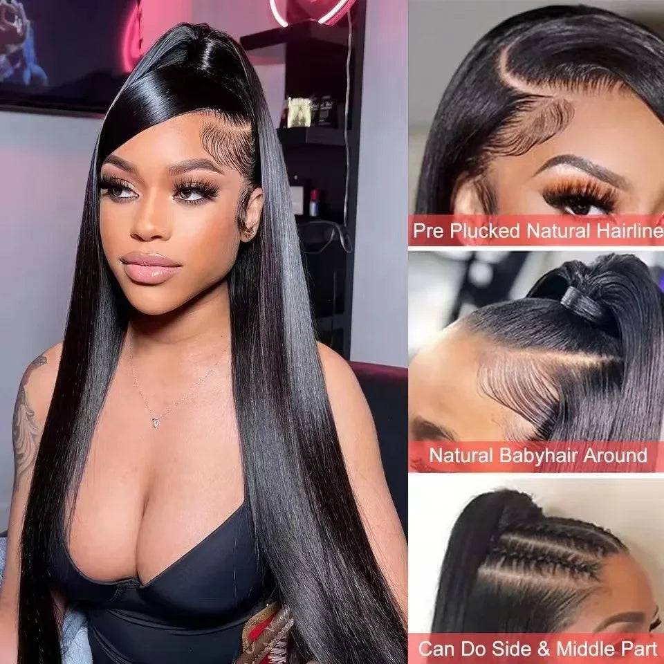 Independent Station Popular Women's Long Straight Lace Wig High Temperature Silk Fiber African Hot Selling Wig Kit Instock