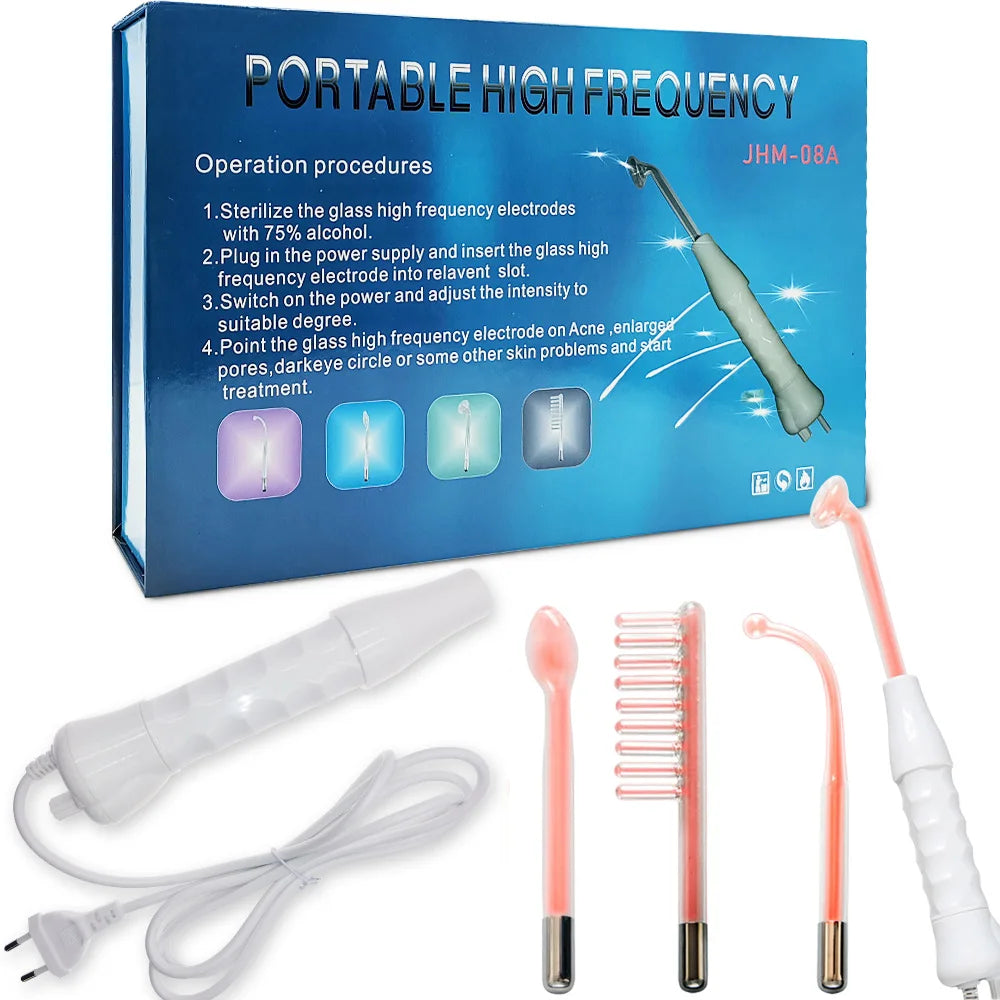 4 In 1 Portable High Frequency Electrotherapy Beauty Device Spot Remover/hair growth/ dark remover