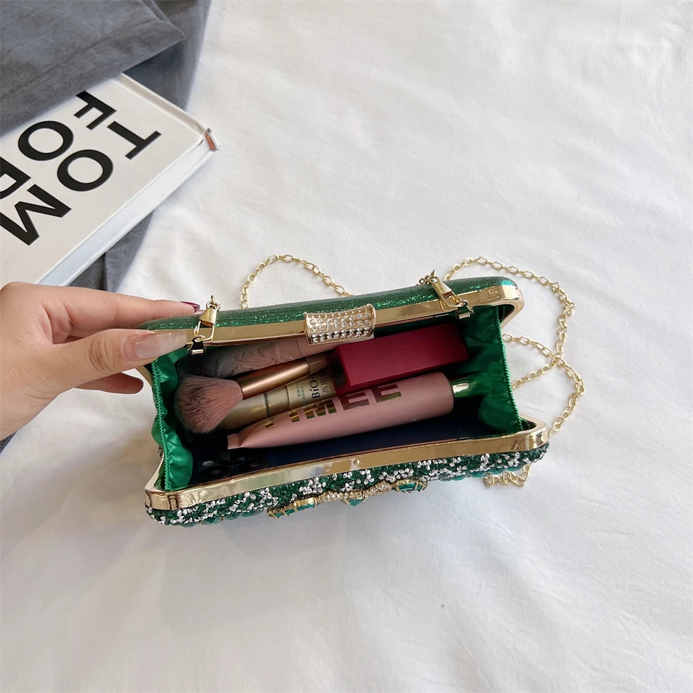 Luxury Sparking Rhinestone Evening Clutch Bags For Women Wedding Prom Dinner Party Gemstone Crossbody Bag 2024 Designer Handbags