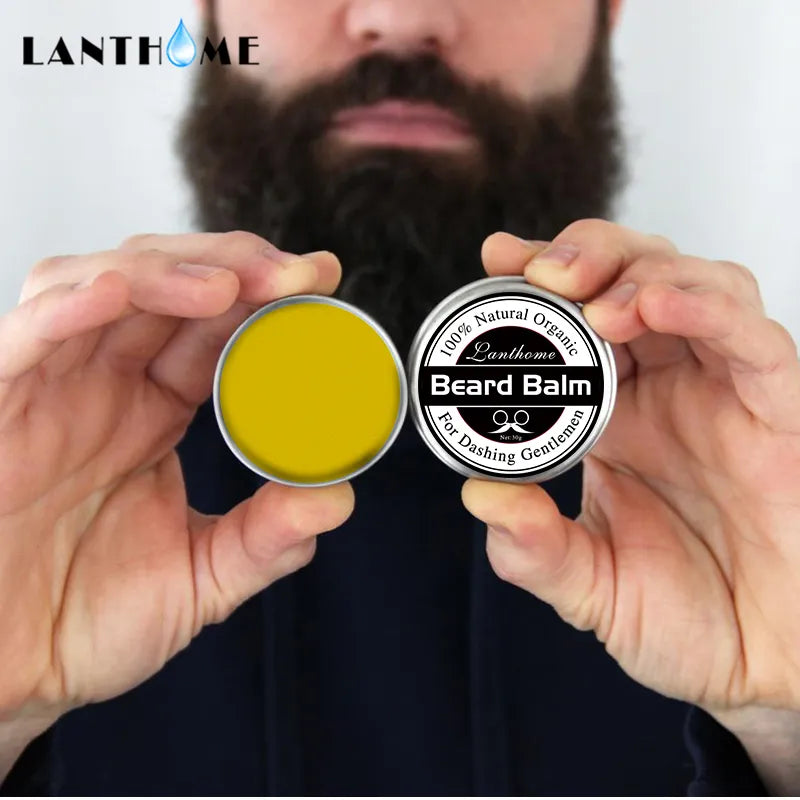 Men Natural Beard Oil Balm Moustache Wax for Styling Beeswax Moisturizing Smoothing Gentlemen Care Beard Styling Care