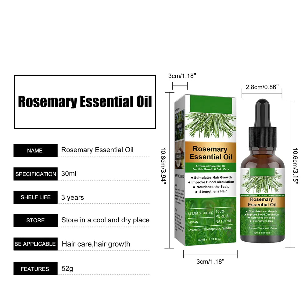 30ml Rosemary Essential Oil For Hair Rosemary Hair Faster Regrowth Oil Anti-frizz Hair Growth Anti Hair Loss Care Treatments