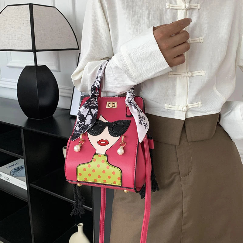 2023 Luxury Brand Hand Bags for Women High Quality PU Shoulder Bag Fashion Glasses Beauty Crossbody Bag Cute Purses and Handbags