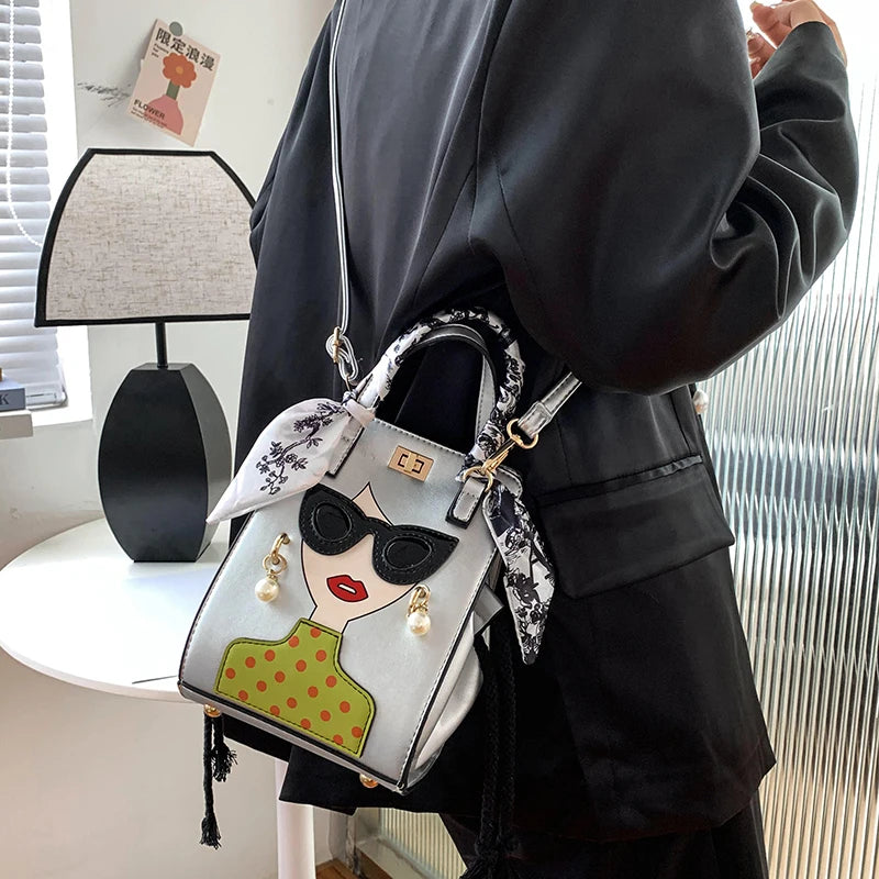 2023 Luxury Brand Hand Bags for Women High Quality PU Shoulder Bag Fashion Glasses Beauty Crossbody Bag Cute Purses and Handbags