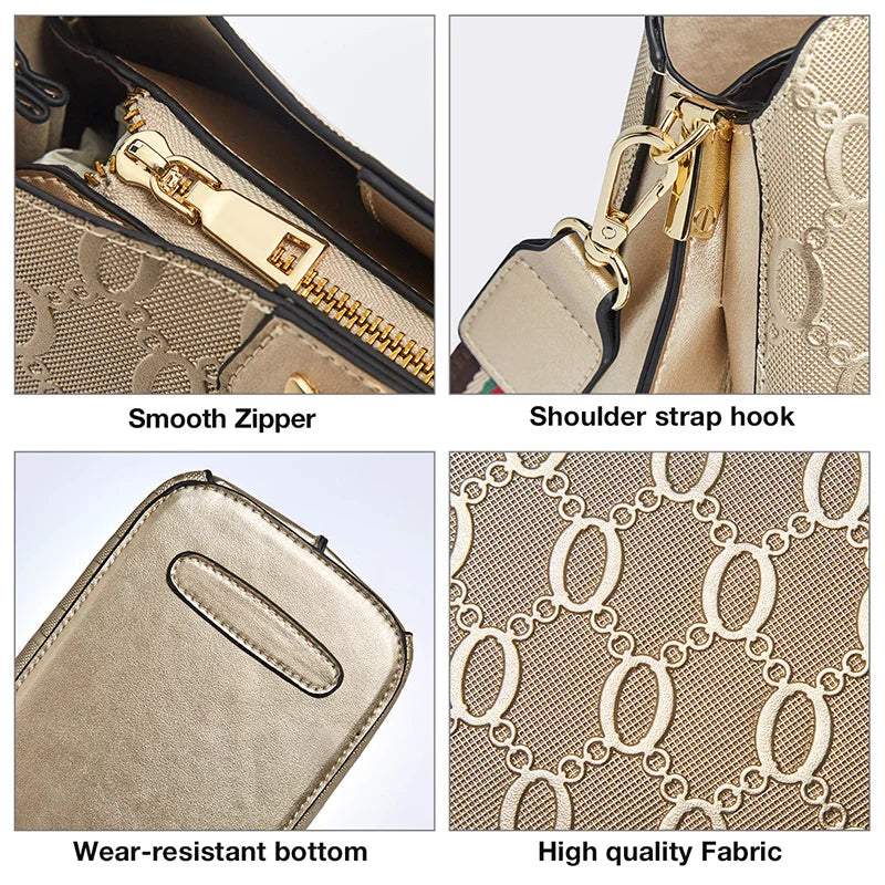 FOXER-Leather Shoulder Bag for Women, Monogram Crossbody Handbag, Gift for Lady, Mom, Wife