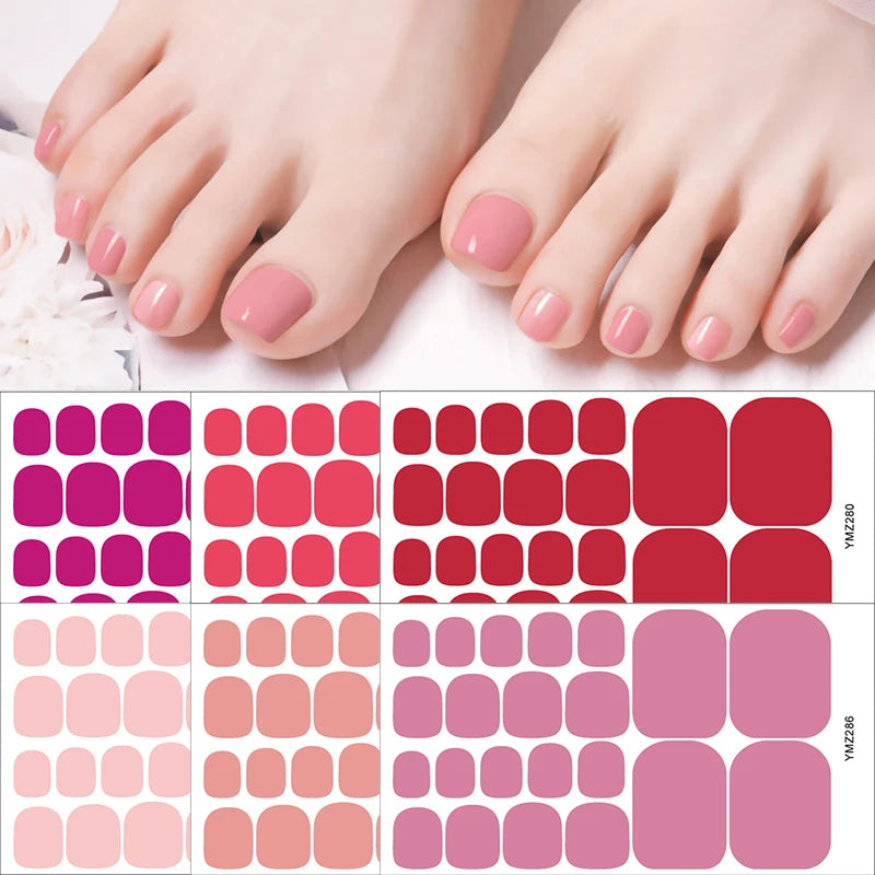 Baking Free Solid Color Toenail Stickers Show Whiteness Waterproof Simple Fashion Nail Stickers Manicure Decals