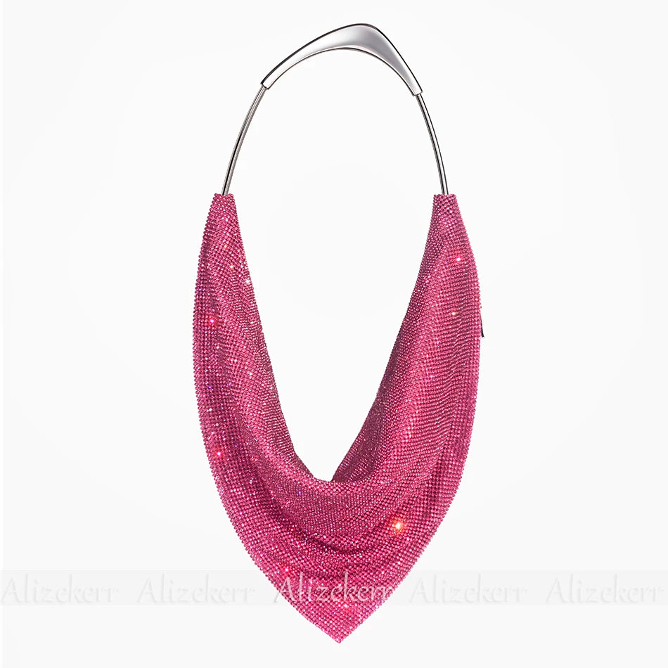 Metal Handle Rhinestones Evening Bags Ladies Luxury Designer Handmade Gorgeous Diamond Clutch Purses And Handbags Wedding Party