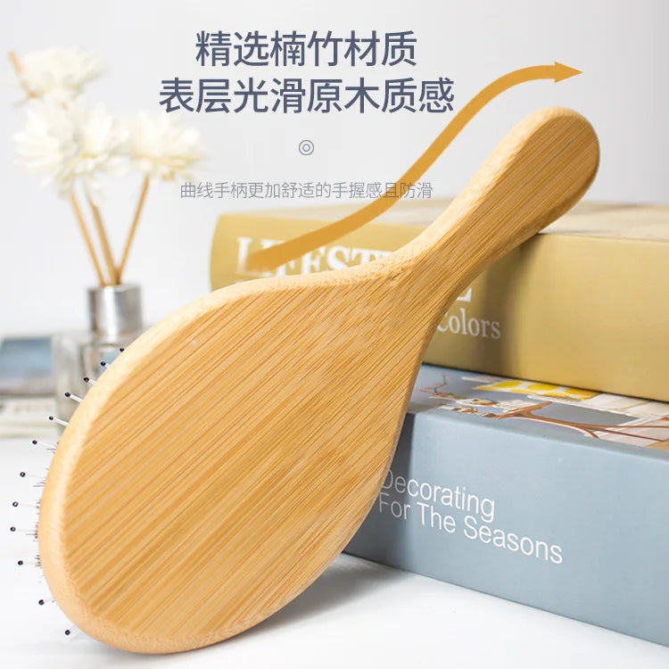 Hair Brush Natural Bamboo Handle Boar Bristles Anti-static Hair Scalp Paddle Hairbrush Gasbag Massage Comb Hair Care