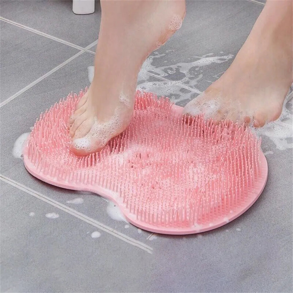 Silicone Rub Back Brush Massage Shower Mat with Sucker Bathroom Non-slip Wash Foot Pad Bath Massage Foot Exfoliating Brush Pad