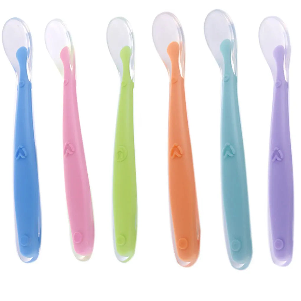 Baby Soft Silicone Spoon Candy Color Spoon Children Food Baby Feeding Dishes Safety Feeder Children Eating Training Spoon