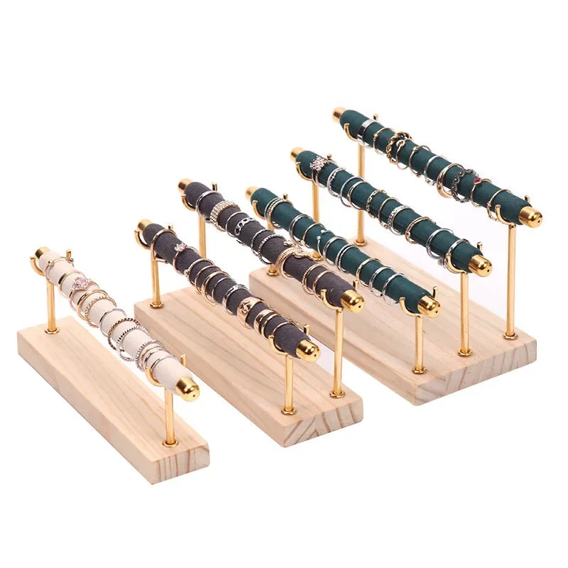 Wooden Base Velvet Jewelry Organizer