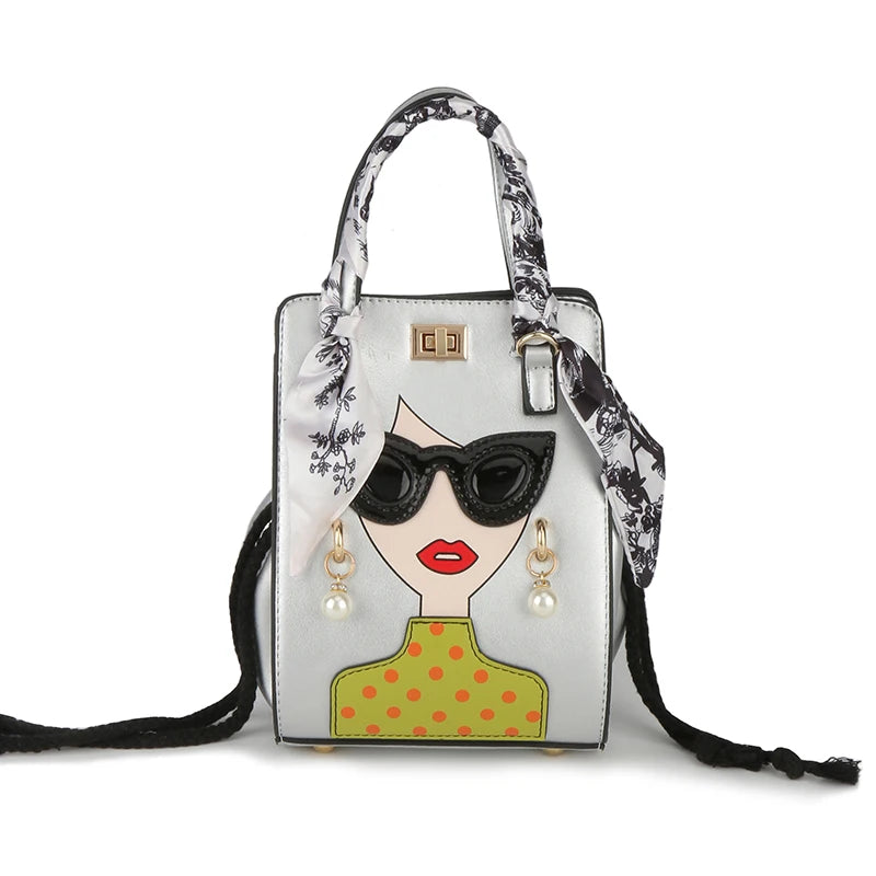 2023 Luxury Brand Hand Bags for Women High Quality PU Shoulder Bag Fashion Glasses Beauty Crossbody Bag Cute Purses and Handbags