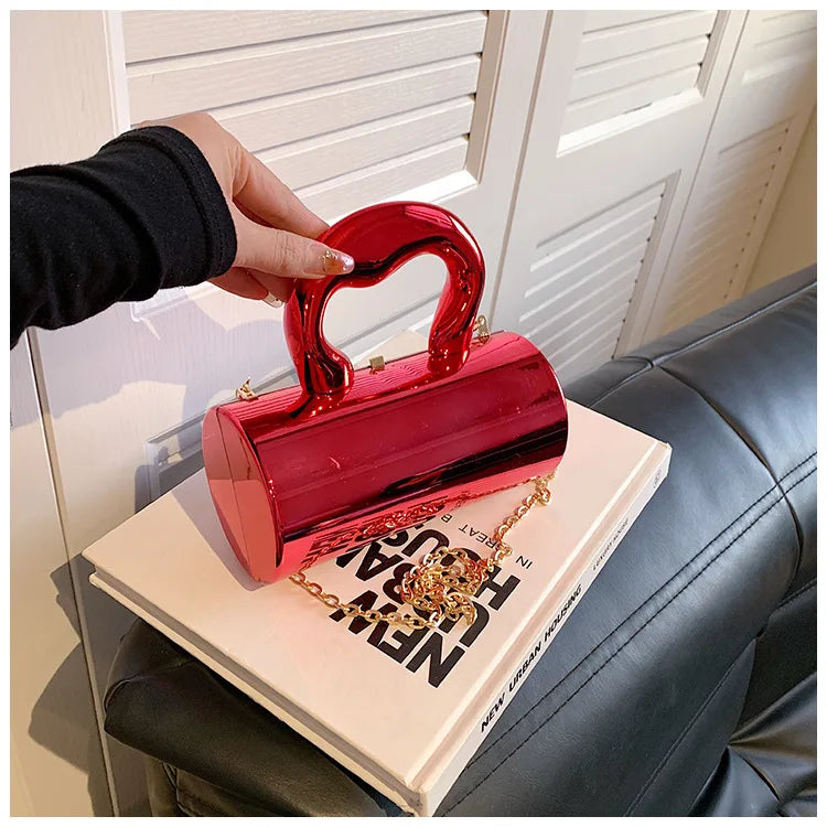 Women's Handbag Bags For Women 2025 Party Clutches Fashion Cylinder Mini Evening Purse Crossbody Shoulder Bag Gold Box Clutch