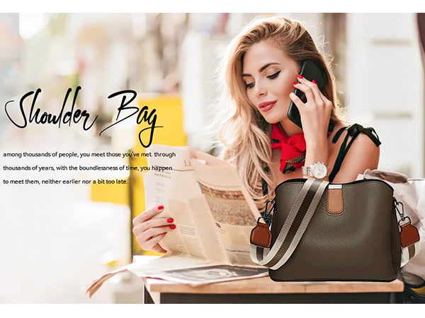 FOXER-Leather Shoulder Bag for Women, Monogram Crossbody Handbag, Gift for Lady, Mom, Wife