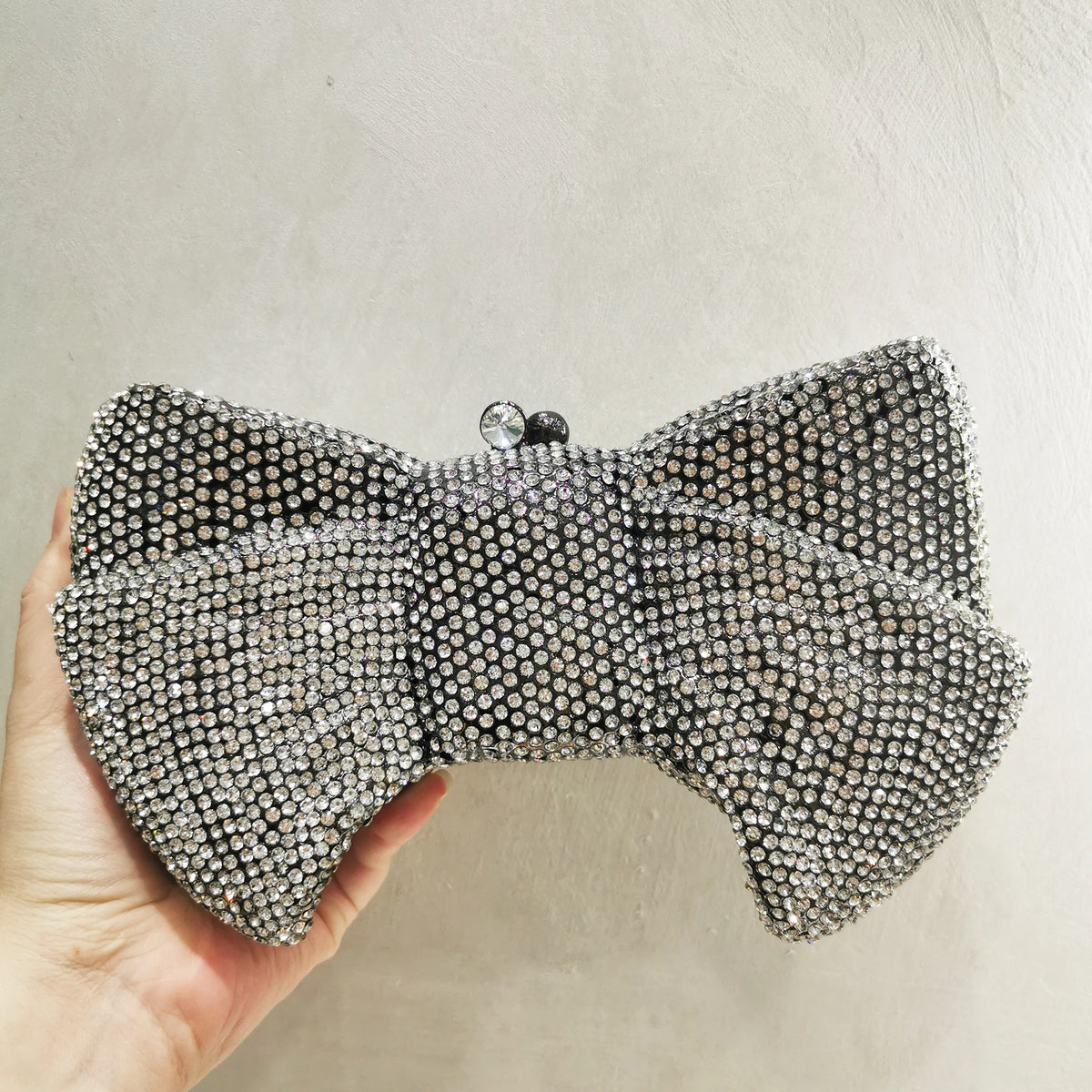 Best Design Bow Shape AB Rhinestone Purse Women Handbag Evening Clutch Bags High Quality Lady Diamond Crystal Party Wedding Bag