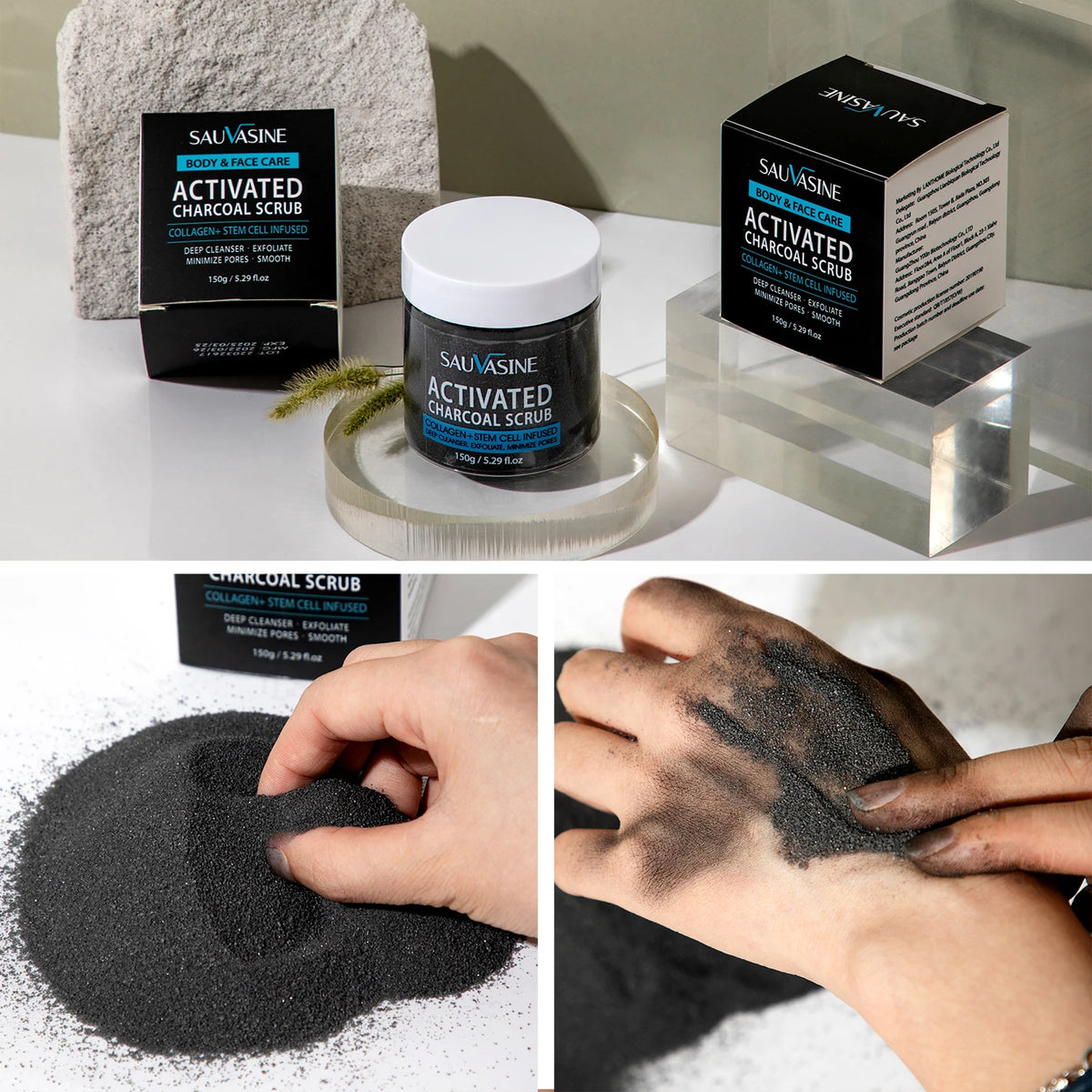 Activated Charcoal Body Scrubs Exfoliating and Whitening Cream Deeply Cleanses Nourishes Skin La Roche Posay мочалка для тела